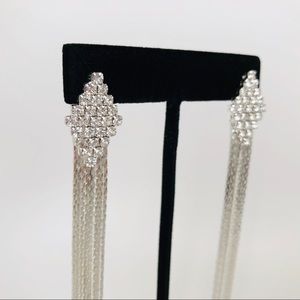 Flash Diamond Rhombus Long Tassel Earrings